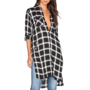 Blank NYC Long Plait Button Up Shirtdress Black
